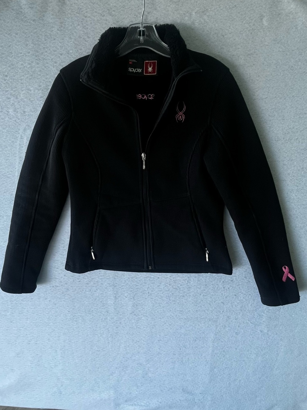 Spyder Women’s Black Full-Zip Jacket with Pink Ribbon Accent size Small